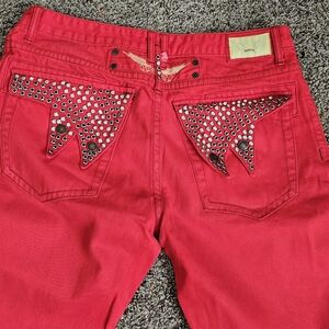 Red men's jeans